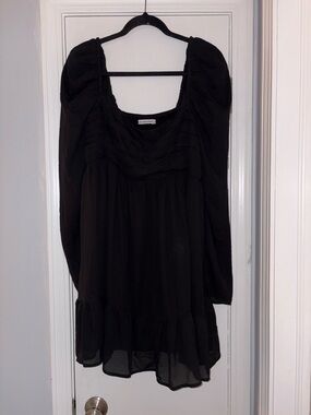 Abercrombie Black Long Sleeve Ruffle Mini Dress